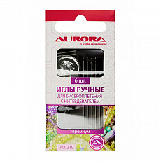 Купить Иглы ручные Aurora для бисероплетения с нитевдевателем (с нитевдевателем) оптом и в розницу недорого